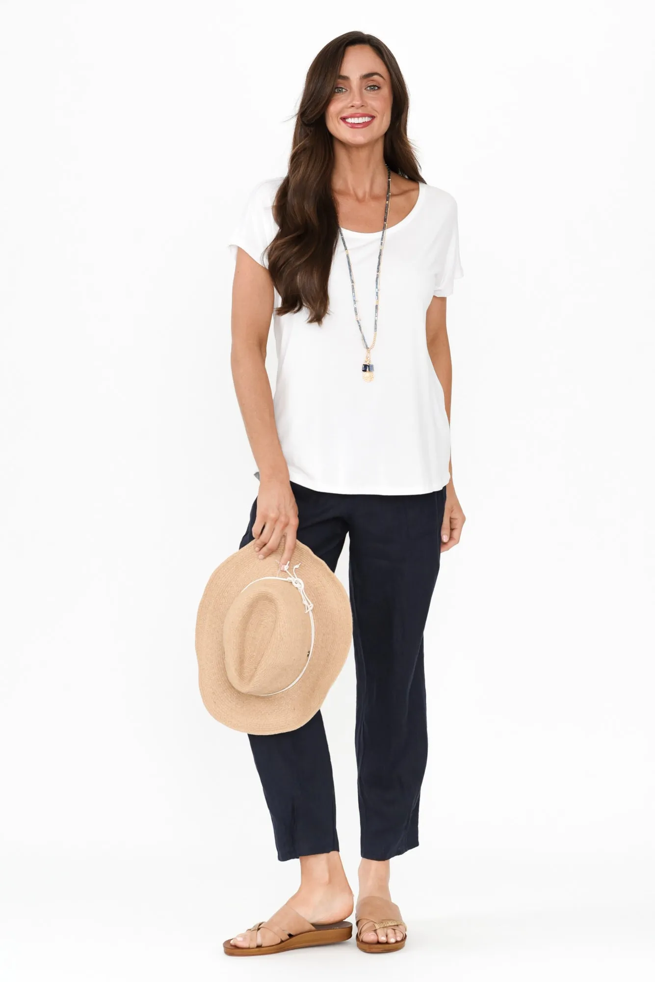 Tatum Navy Linen Pants