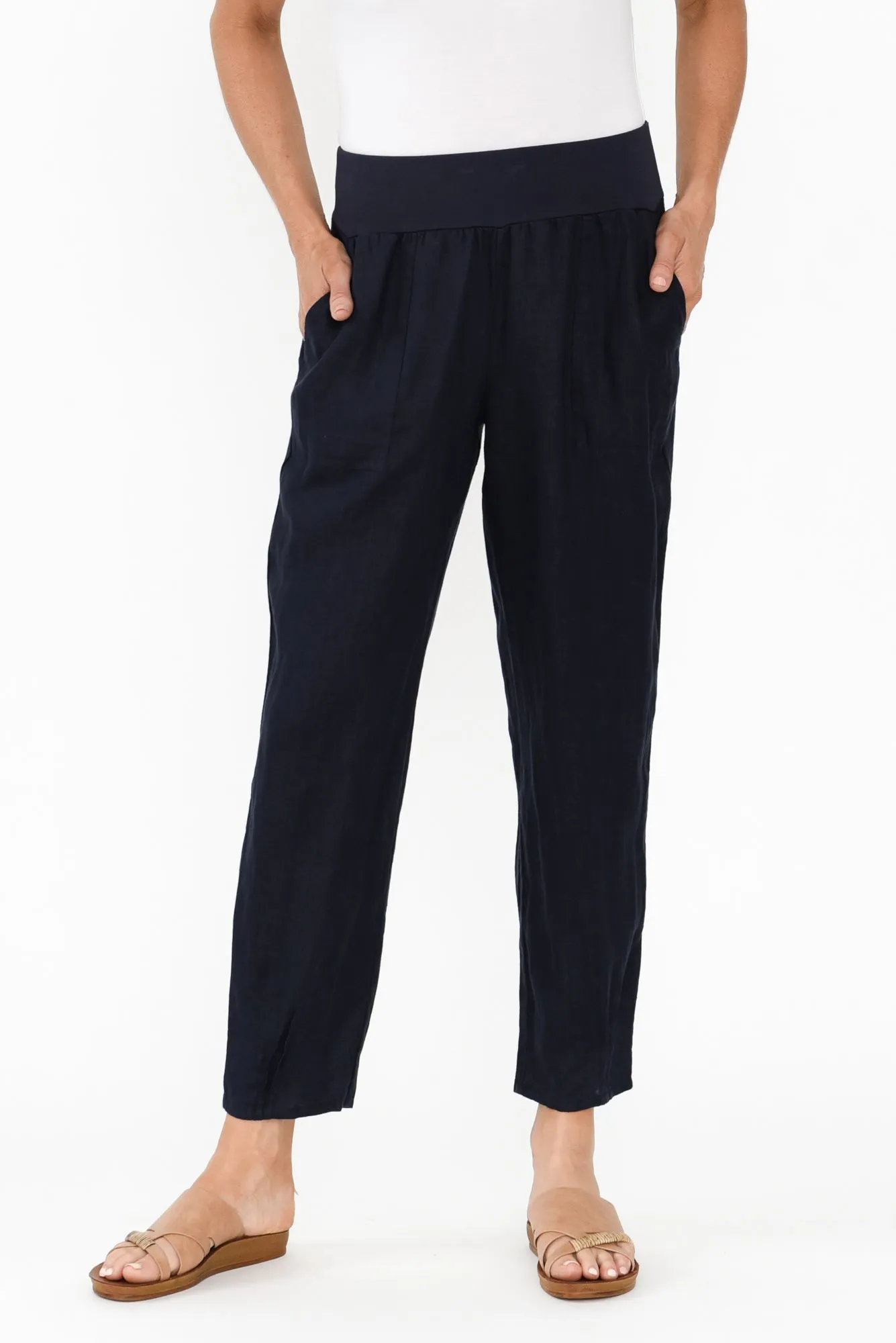 Tatum Navy Linen Pants