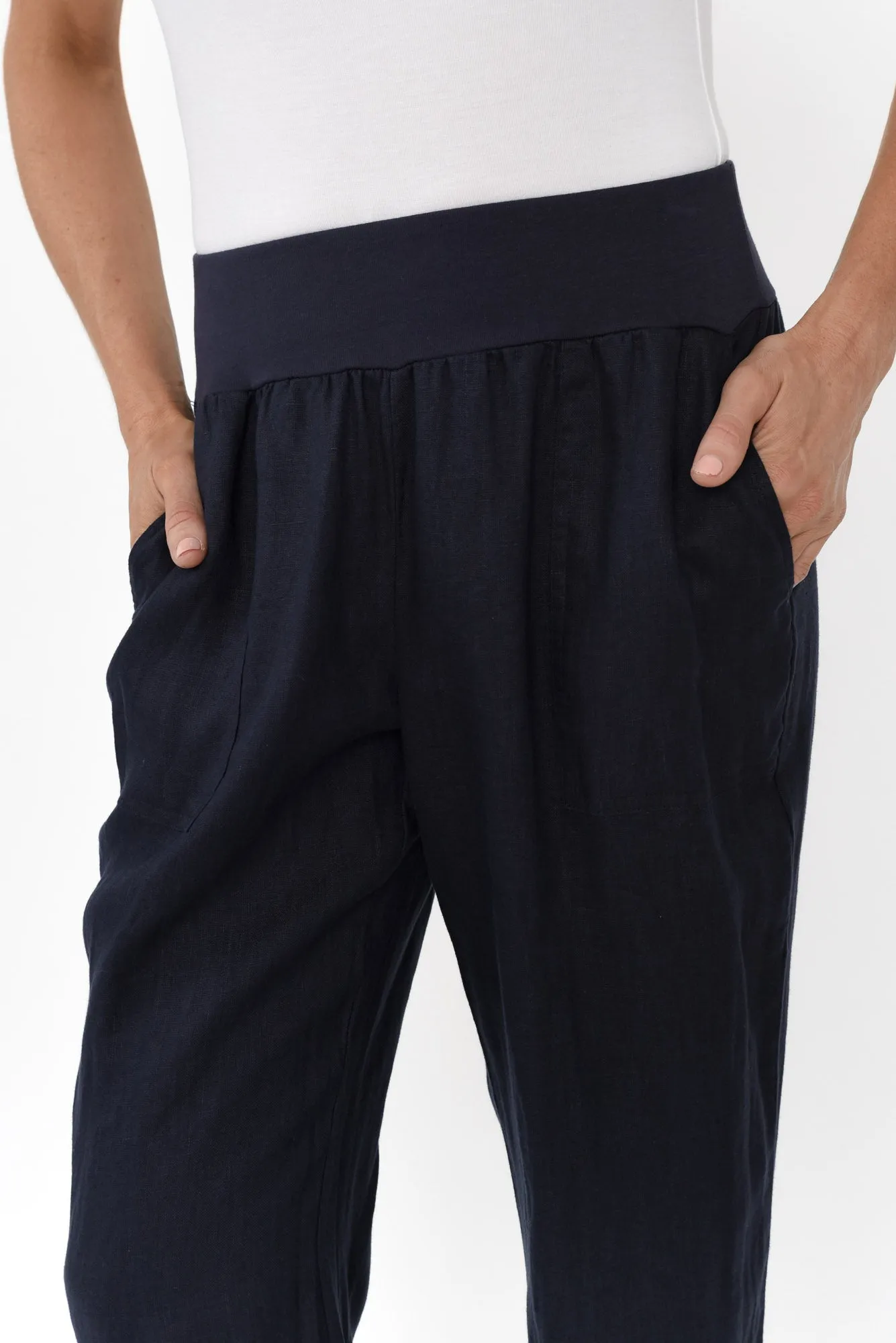 Tatum Navy Linen Pants