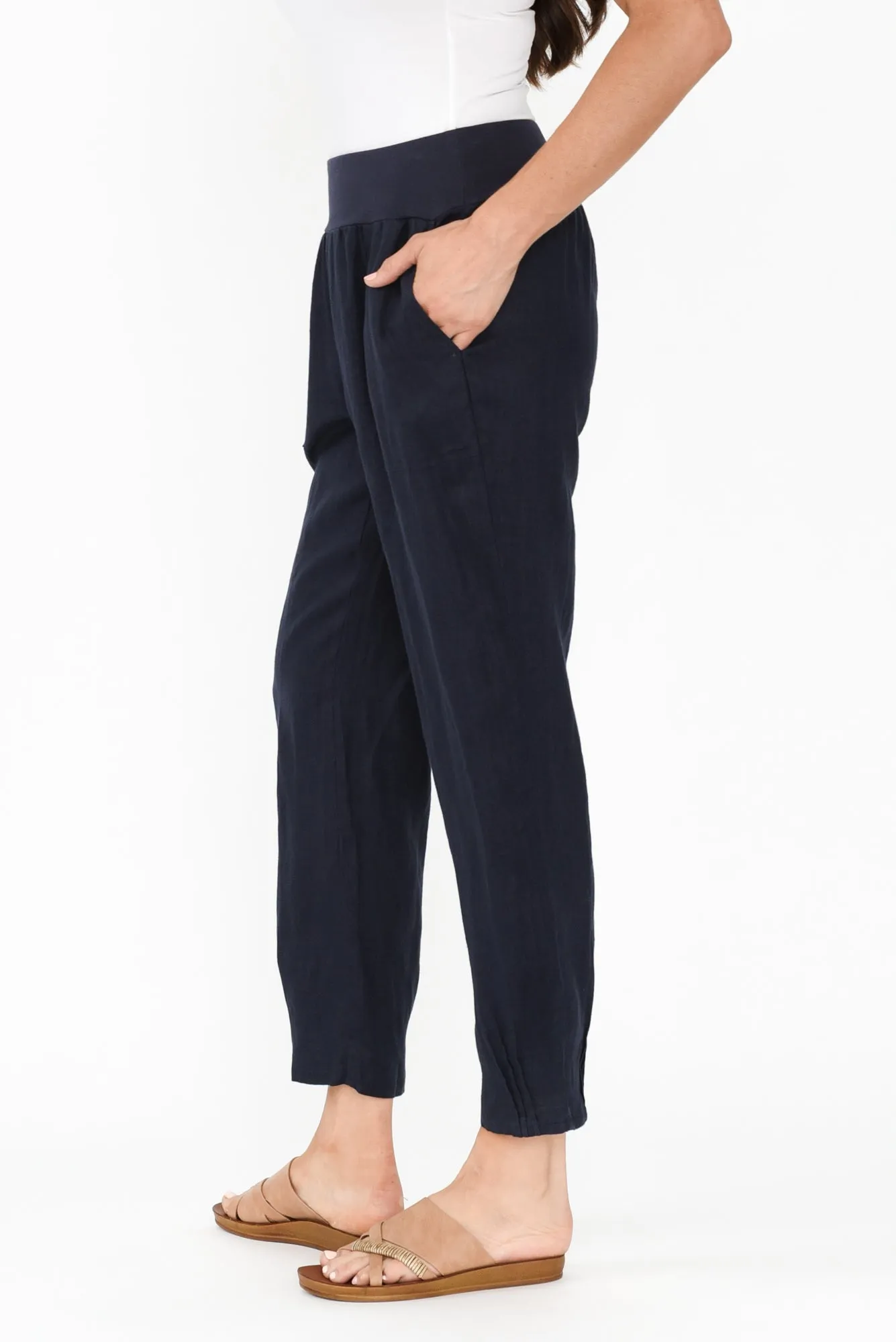 Tatum Navy Linen Pants