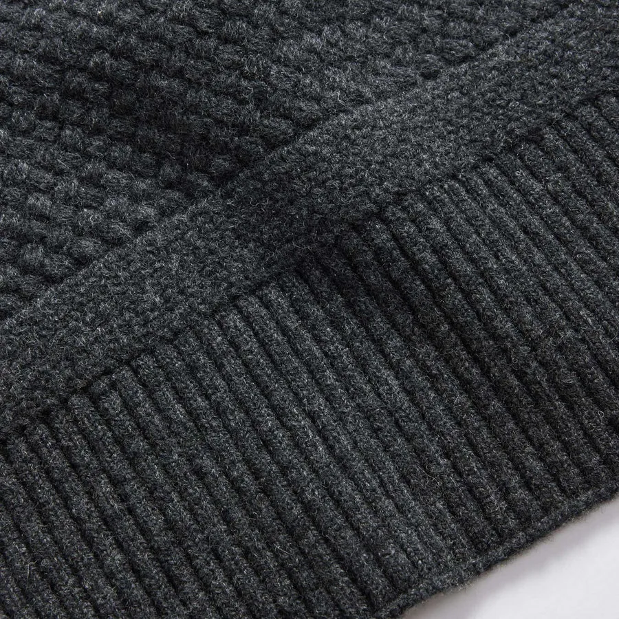 Taylor Stitch Textured Knit Scarf in Heather Coal Merino