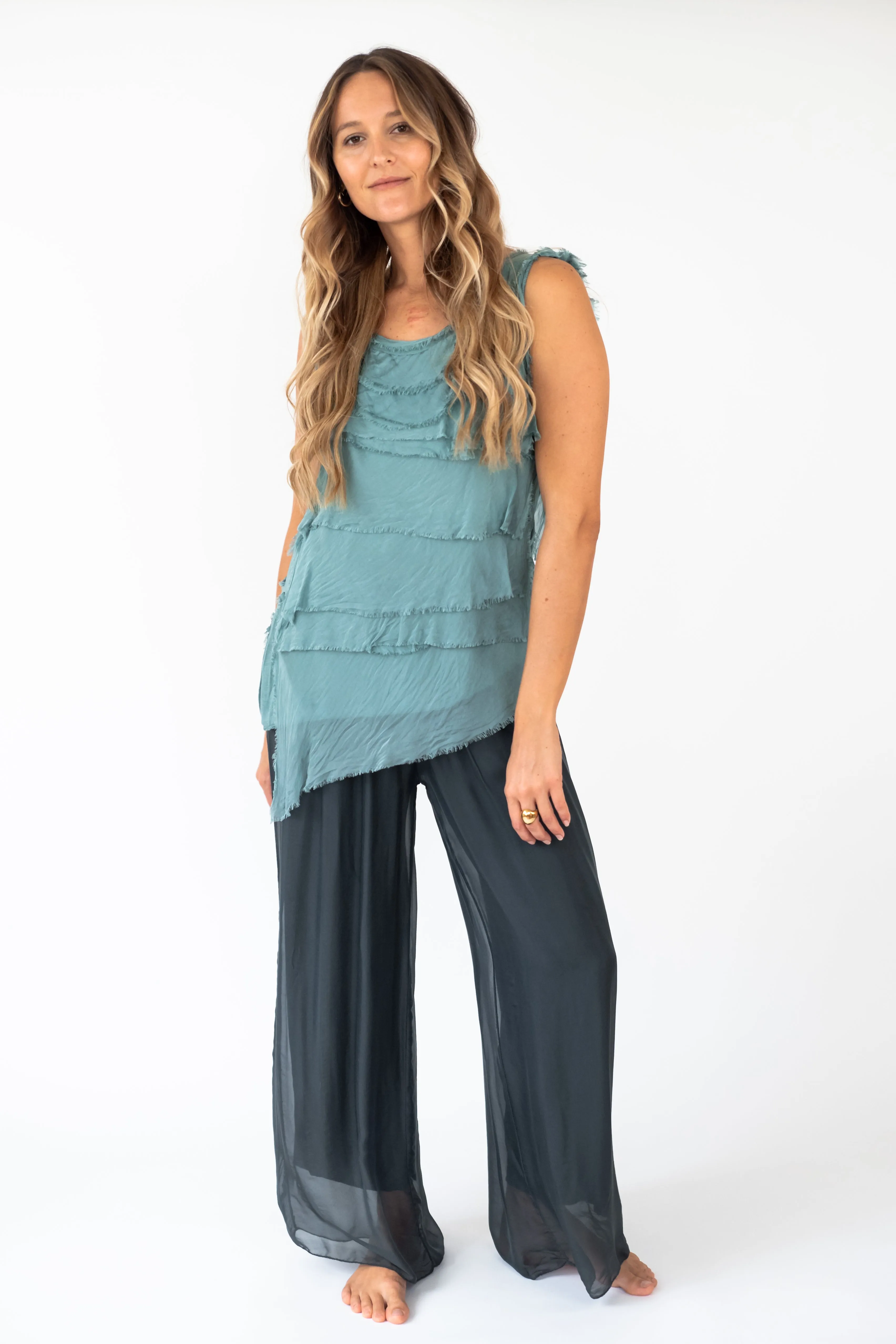 The KAHANA ruffle silk Top