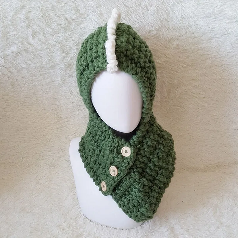 Toddler knit Dino Scarf Hat 2 Colors