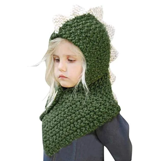 Toddler knit Dino Scarf Hat 2 Colors