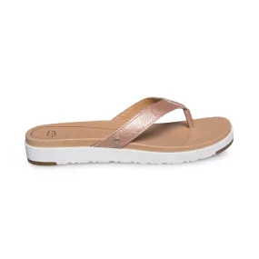 UGG Lorrie Metallic Rose Gold Flip Flops - Women's