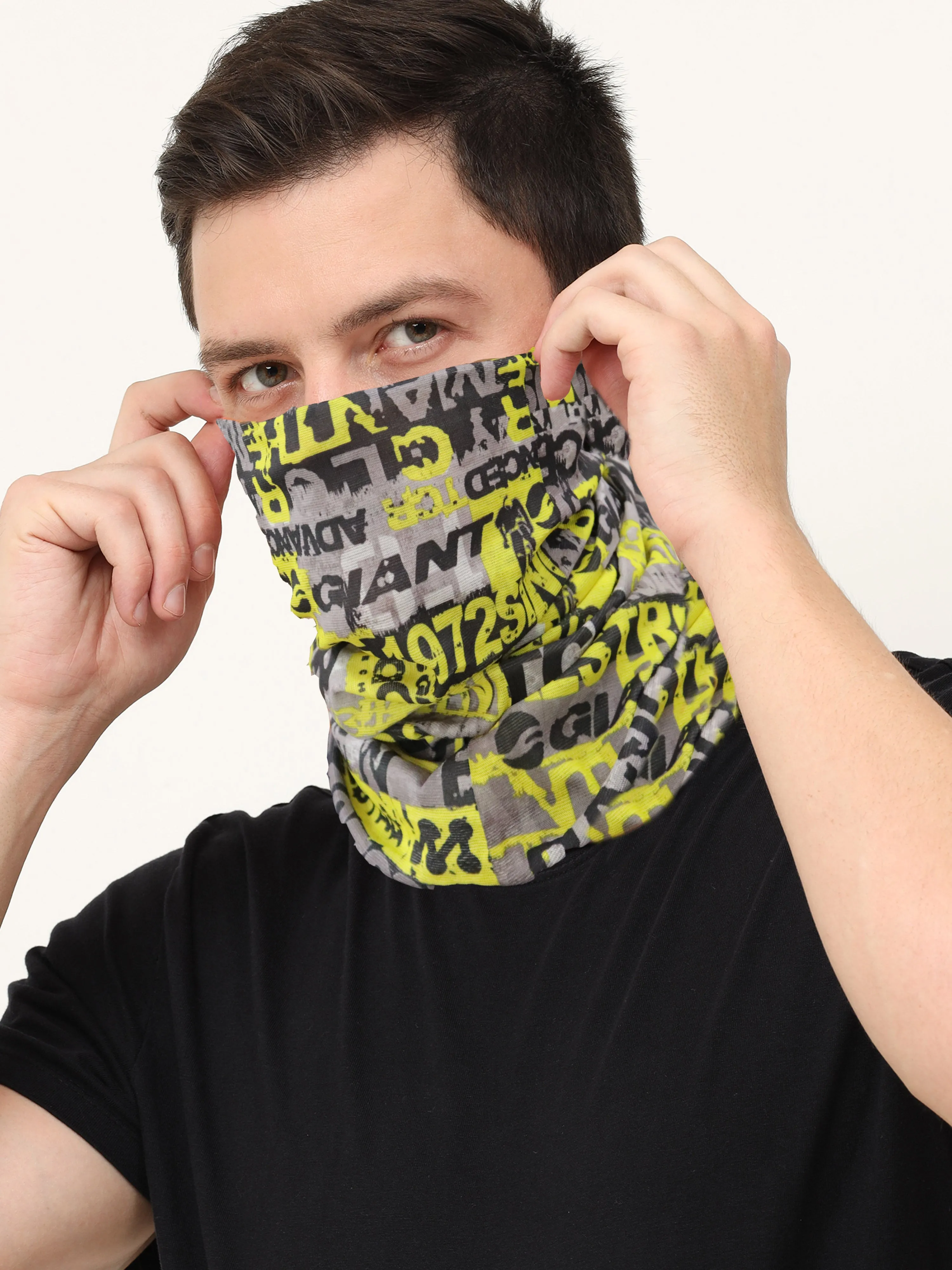 UrGear Men Women Unisex Adults and Kids Grey Yellow Printed Bamboo Anti Microbial Multipurpose FREE SIZE Bandana