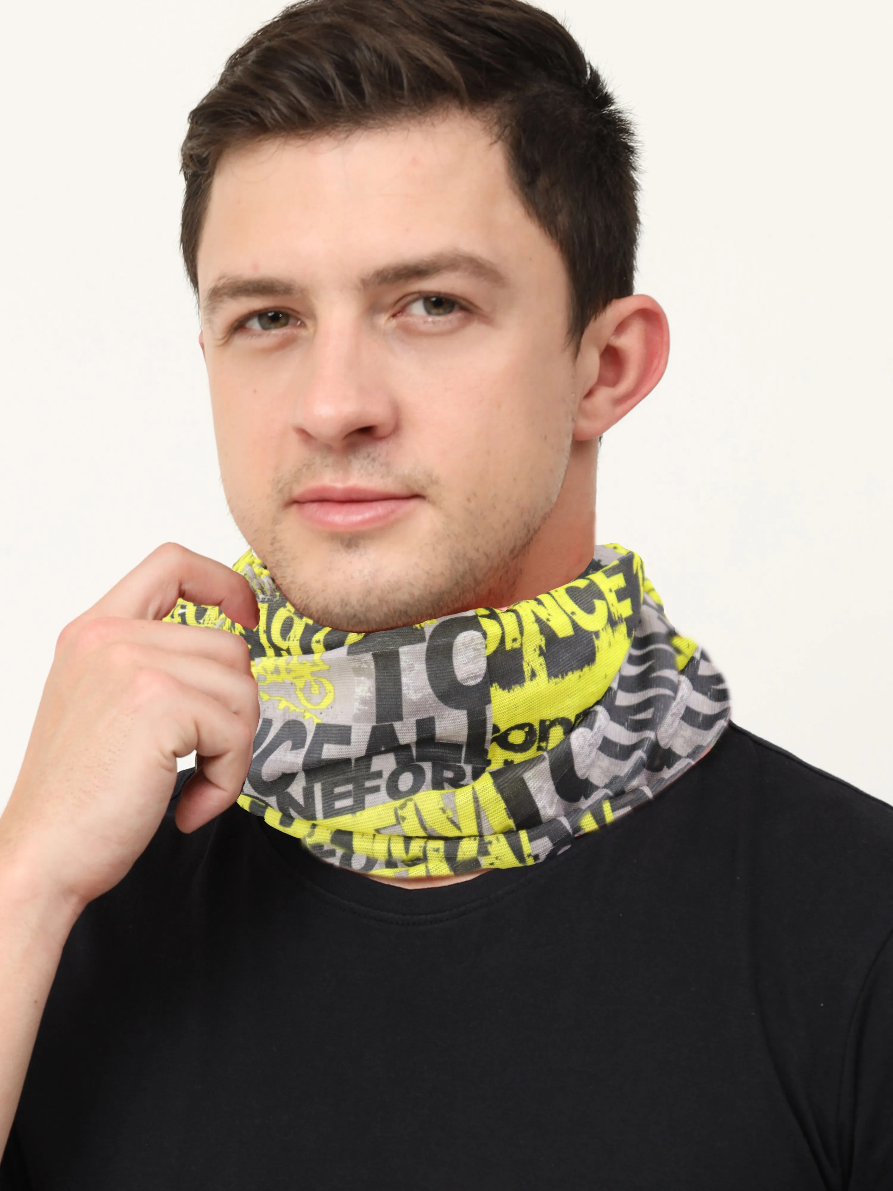 UrGear Men Women Unisex Adults and Kids Grey Yellow Printed Bamboo Anti Microbial Multipurpose FREE SIZE Bandana