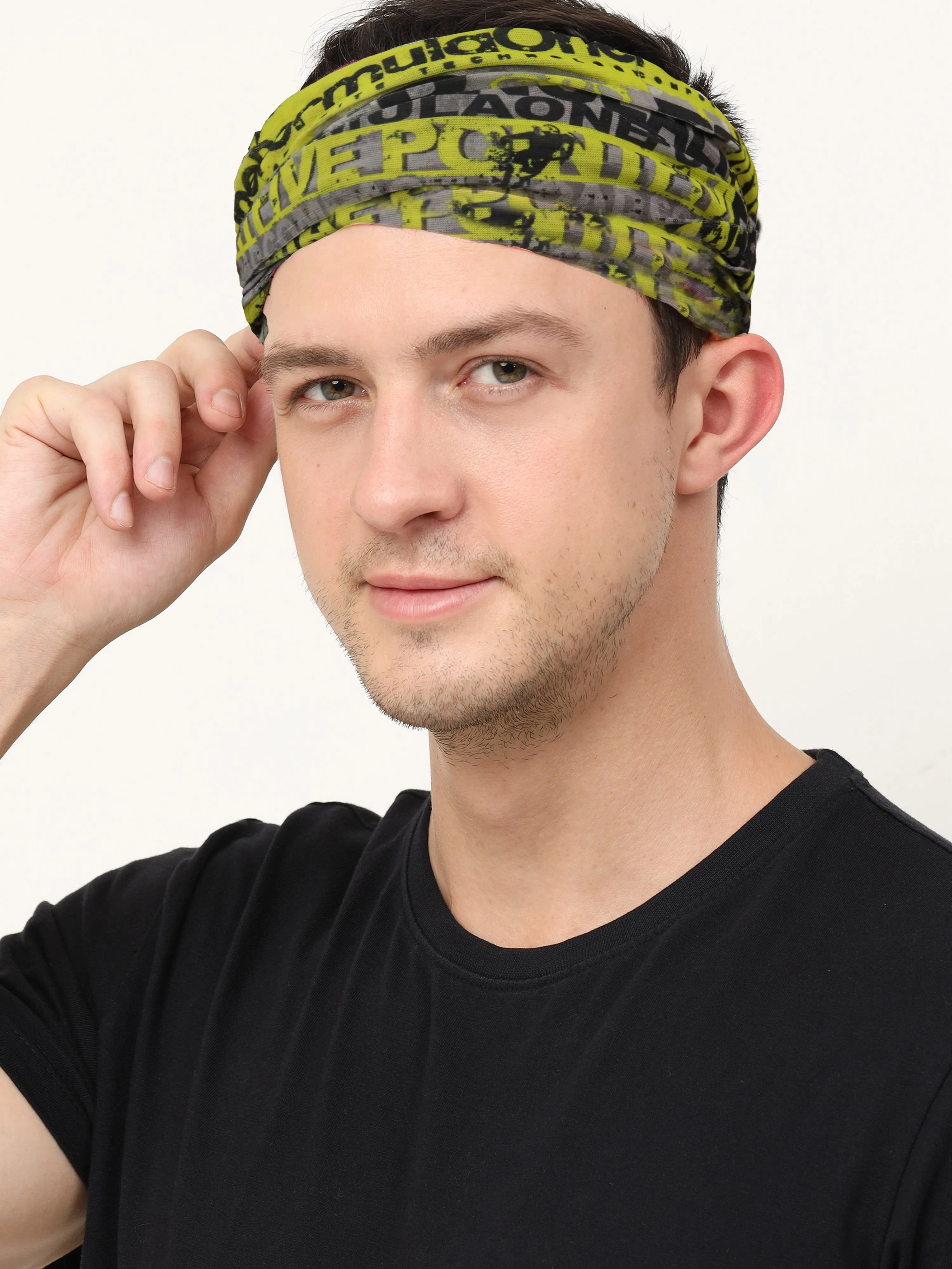 UrGear Men Women Unisex Adults and Kids Grey Yellow Printed Bamboo Anti Microbial Multipurpose FREE SIZE Bandana