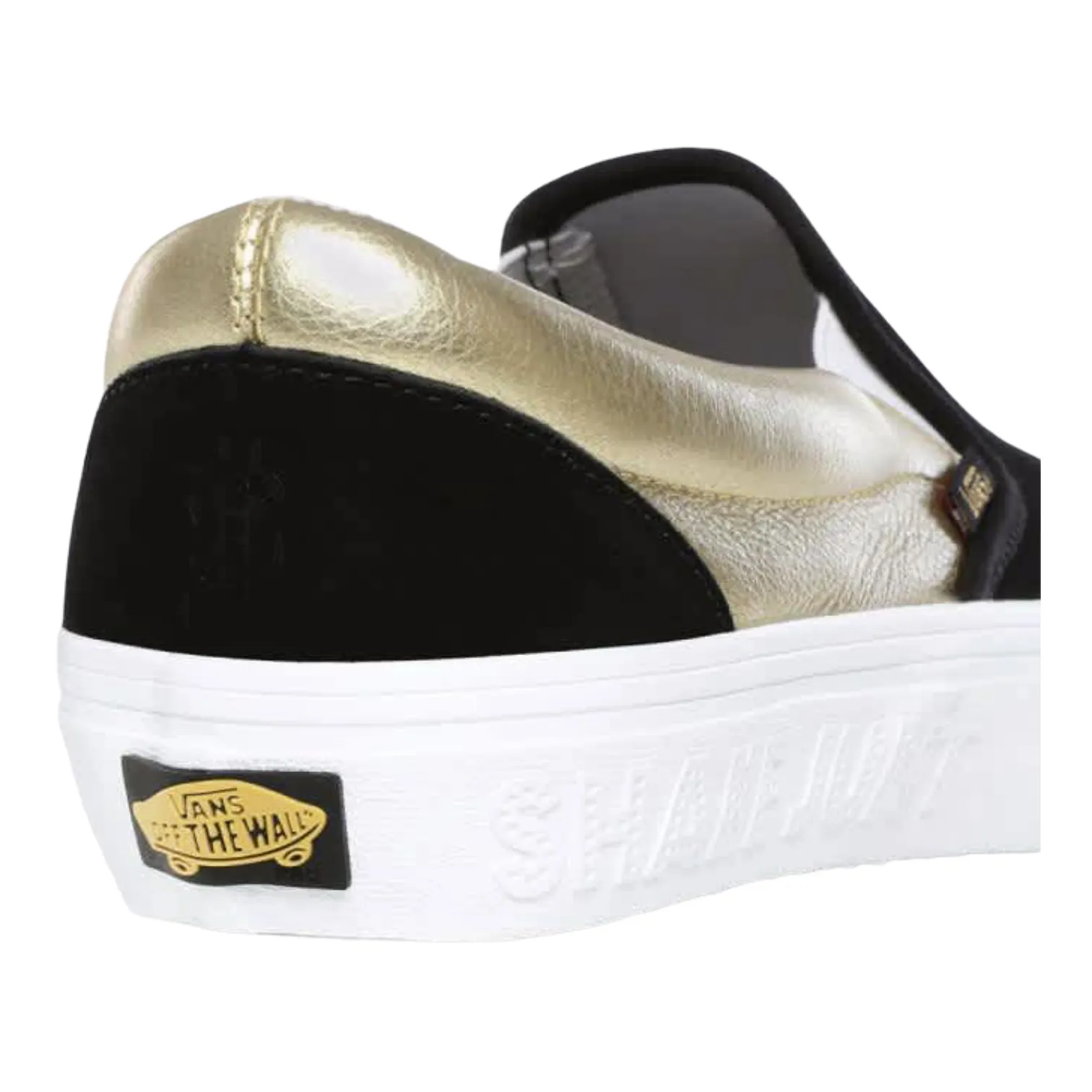 Vans Shake Junt Slip On Pro Skate Shoes - Black / Metallic Gold / White