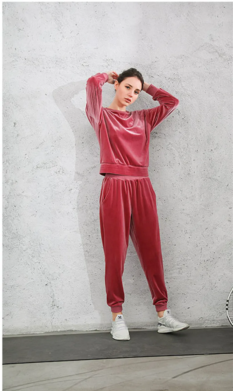 Velvet Elastic Cuffs Sweatpants