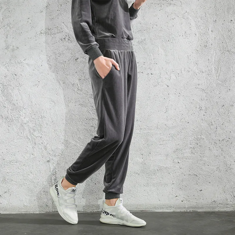 Velvet Elastic Cuffs Sweatpants