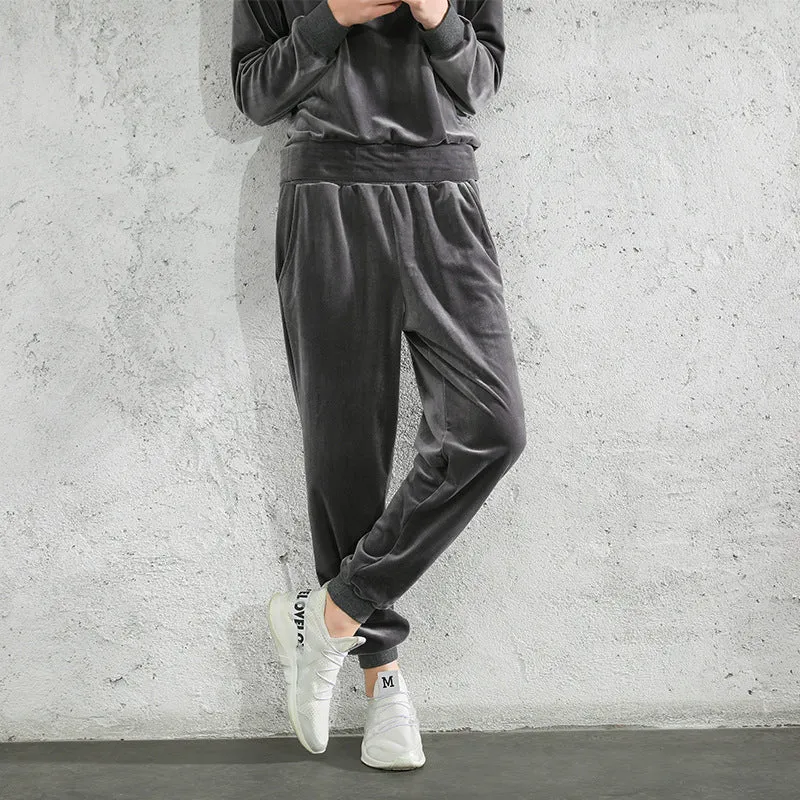 Velvet Elastic Cuffs Sweatpants