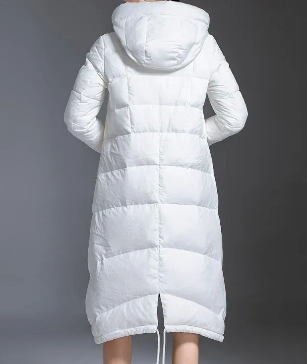 Women Down Coat ,Winter Loose 90% Hooded Duck Down Jackets, Long Warm Puffer Coat Any Size