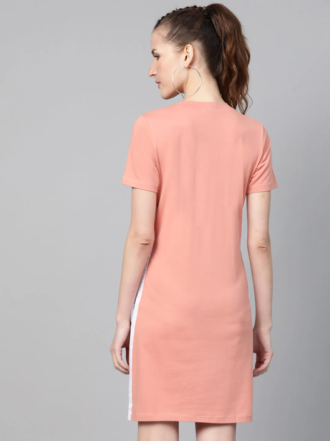 Women Peach Side Tape Bodycon Dress