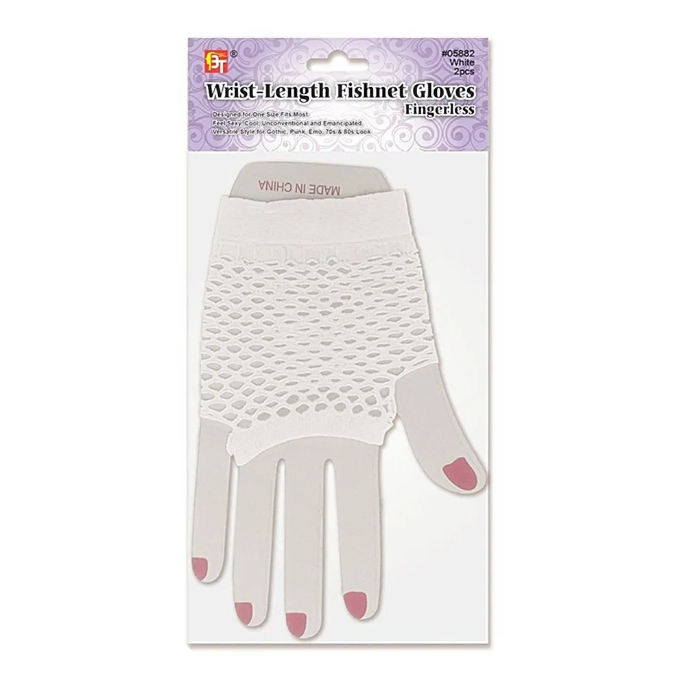 WRIST-LENGTH FISHNET GLOVES - FINGERLESS