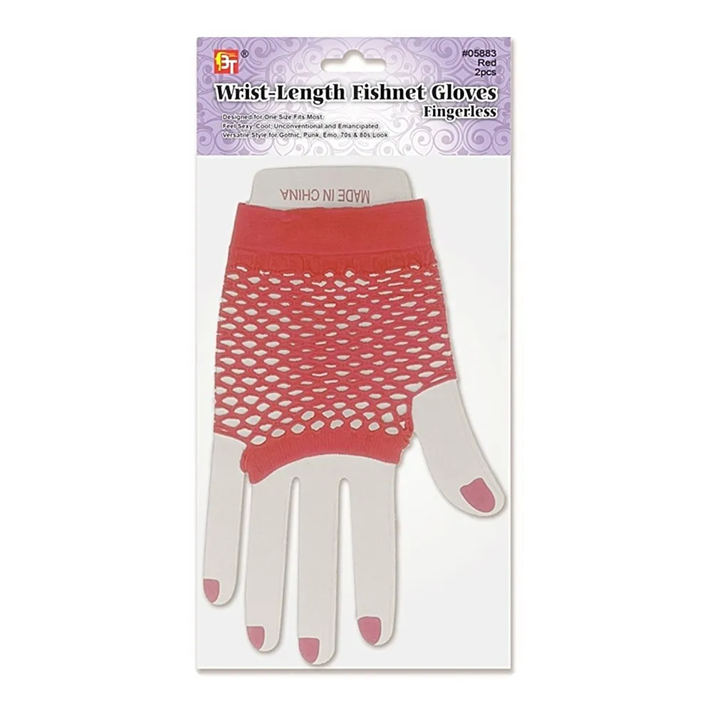 WRIST-LENGTH FISHNET GLOVES - FINGERLESS