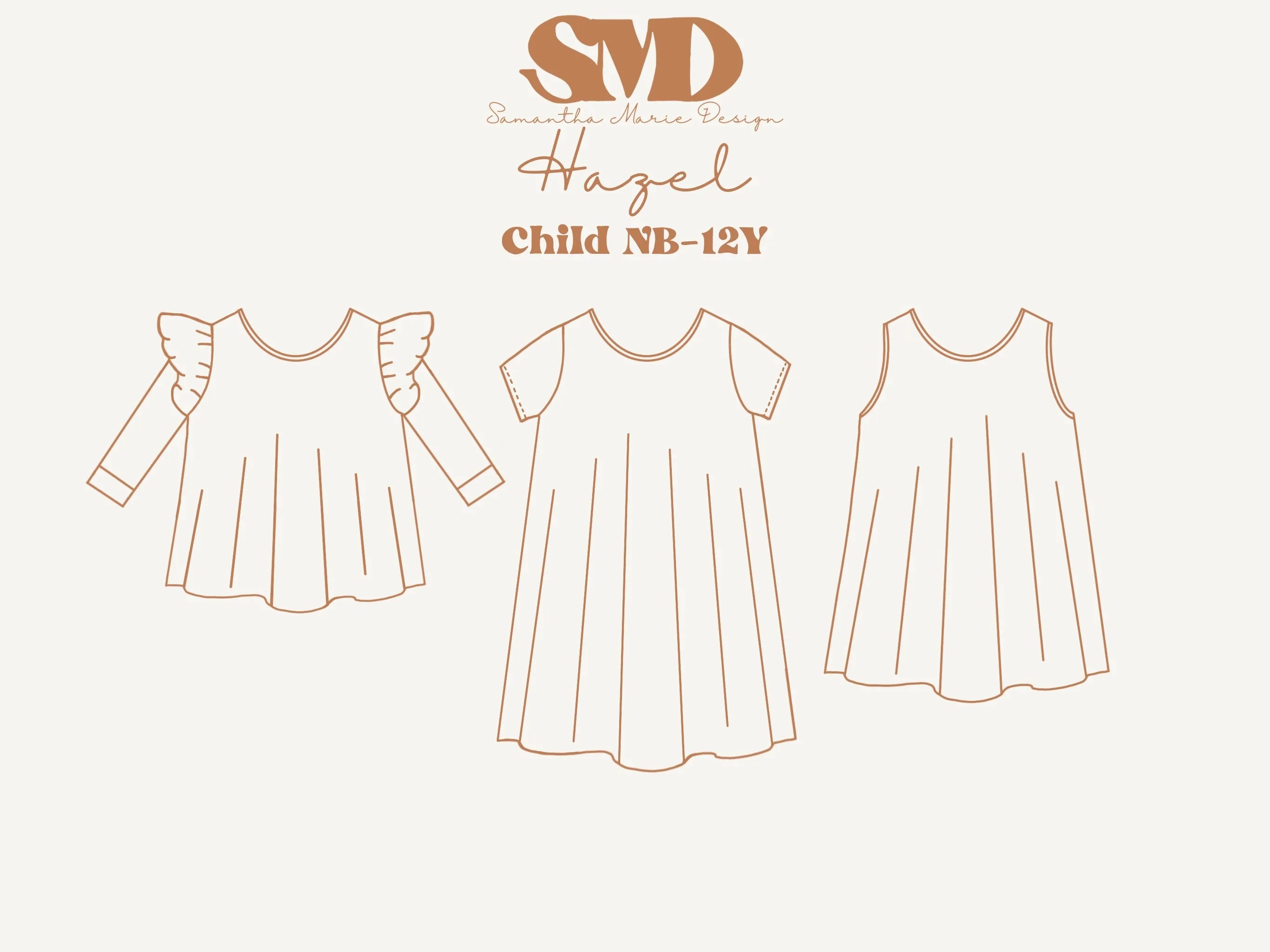 Youth Hazel Swing Top, Tunic and Dress Digital Sewing Pattern Sizes NB-12Y